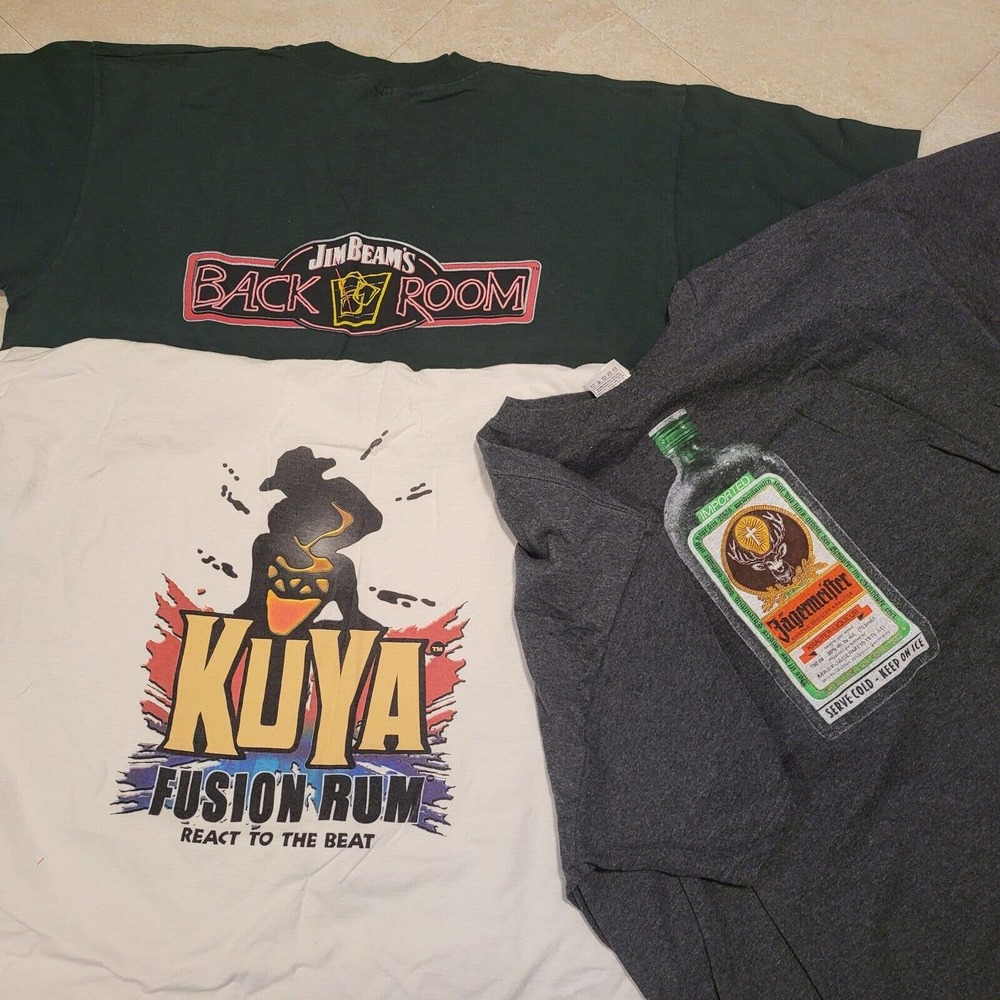 VTG Y2K Rum Alcohol Kuya Jim Beam Jagermeister T‎ Shirt Lot Mens XL